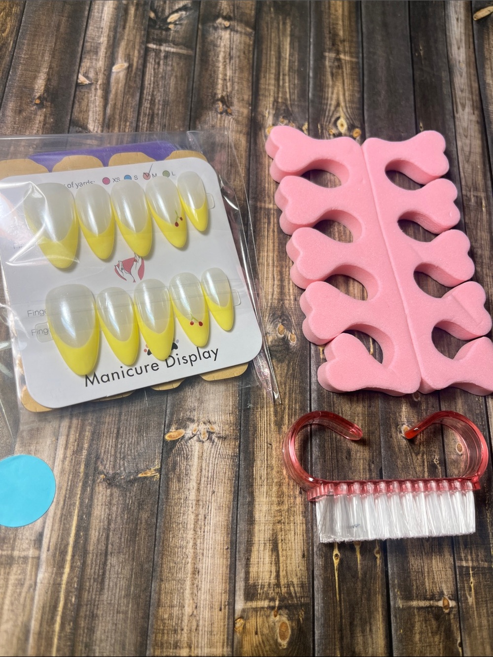5for$10 Medium Yellow French Tips Press-On Nails & Pink Nail Accessories